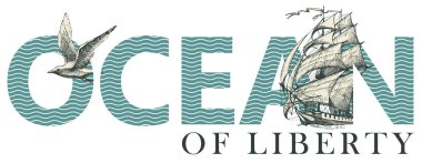 Martı ve yelkenli gemisiyle Okyanus harfleri