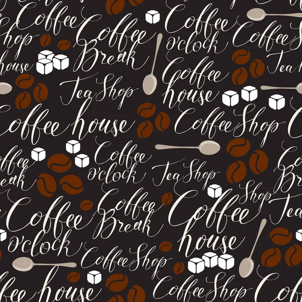 Vector seamless pattern on the coffee theme — Stock Vector