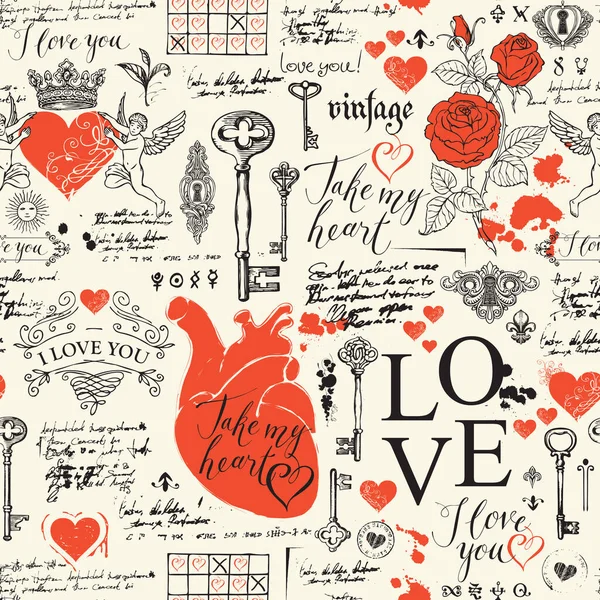 Abstract seamless pattern on the love theme — Stock Vector