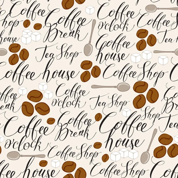 커피 테마에 벡터 원활한 패턴 — 스톡 벡터