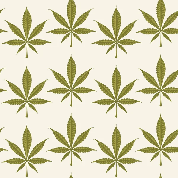 Vektor Sømløse Mønster Med Håndtegnede Cannabis Blade Retro Stil Dekorative – Stock-vektor