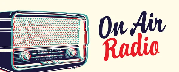 Aire Radio Difusión Concepto Banner Vectorial Para Emisora Radio Con — Archivo Imágenes Vectoriales