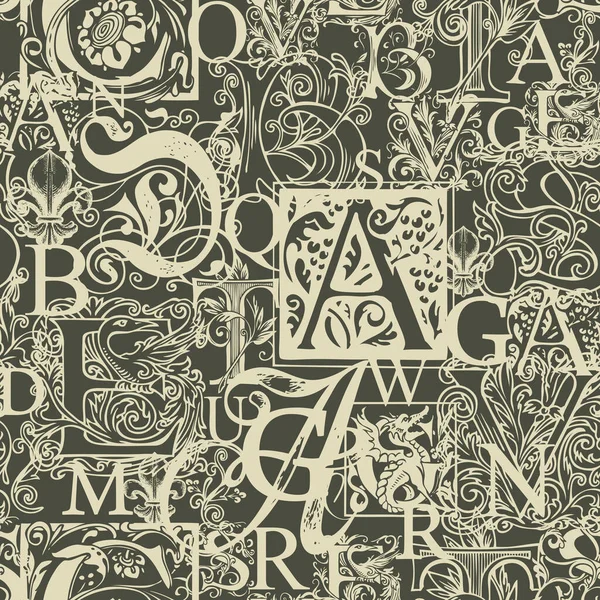 Motif Vectoriel Sans Couture Avec Lettres Majuscules Lettres Initiales Dessinées — Image vectorielle