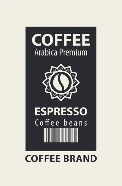 コーヒー豆のコーヒーラベル バーコード 言葉で装飾的なコーヒー豆とベクトルラベル Espresso Arabica Premium — ストックベクタ