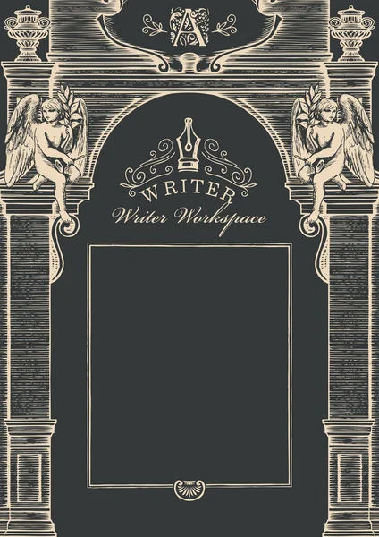 Espaço Trabalho Escritor Com Lugar Para Texto Enquadramento Artístico Fundo — Vetor de Stock