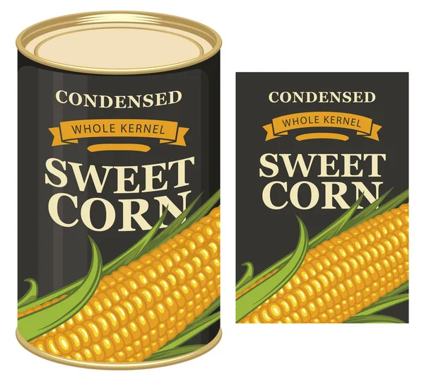 Sweet Corn Label Dan Timah Bisa Dengan Label Ini Label - Stok Vektor