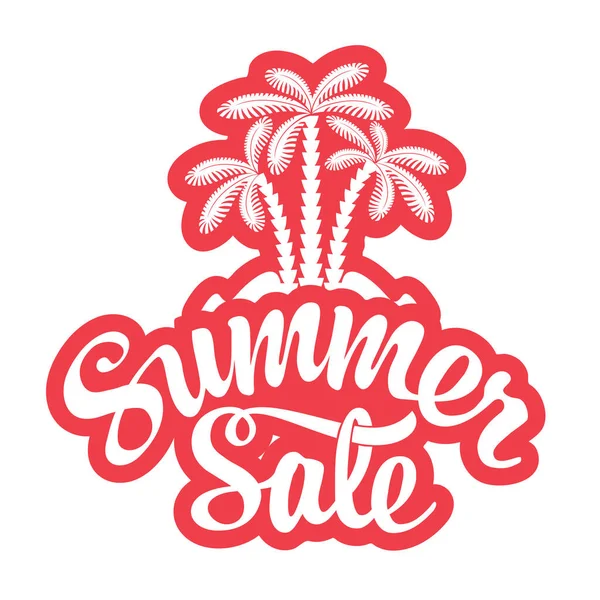Summer Sale Decorative Lettering Palm Trees Vector Sale Discount Icon — Stock Vector
