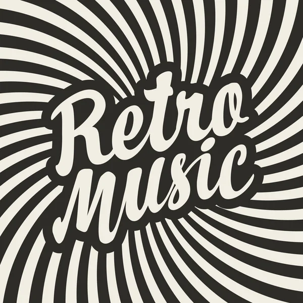 Music Poster Banner Calligraphic Inscription Retro Music Background Rays Black — Stock Vector