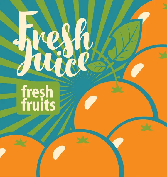 Bannière Étiquette Pour Jus Frais Fruits Frais Illustration Vectorielle Dans — Image vectorielle