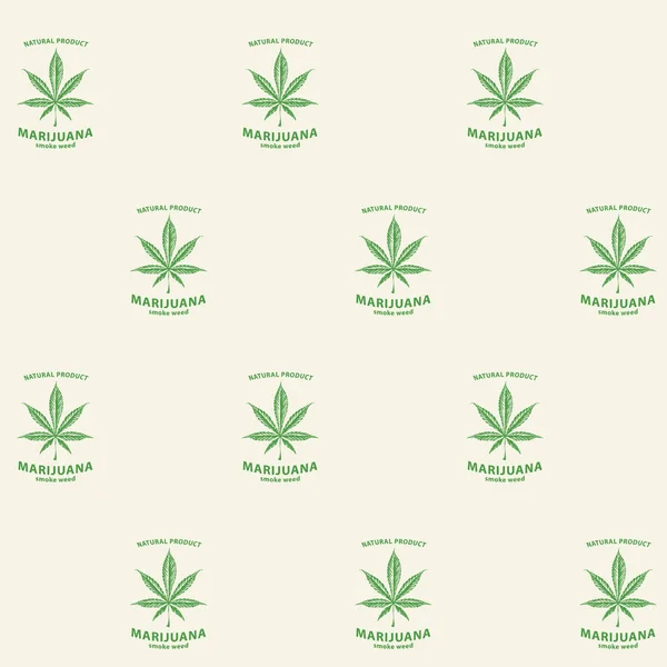 Nahtloses Muster Mit Marihuana Etiketten Auf Hellem Hintergrund Retro Stil — Stockvektor