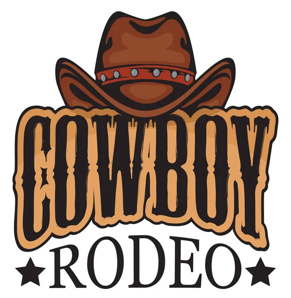 Emblem Eller Banderoll För Cowboy Rodeo Show Retrostil Dekorativ Vektor — Stock vektor