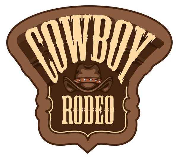 Emblem Cowboy Rodeo Show Retro Style Decorative Vector Illustration Cowboy — Stock Vector
