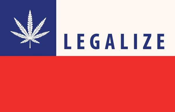 Bannière Forme Drapeau Chilien Avec Une Feuille Chanvre Concept Légalisation — Image vectorielle