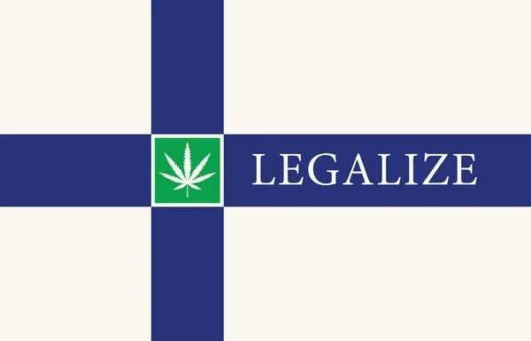 Banner Formájában Finn Zászló Egy Kenderlevél Marihuána Kannabisz Legalizálása Finnországban — Stock Vector