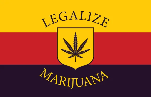 Sztandar Postaci Niemieckiej Flagi Liściem Konopi Koncepcja Legalizacji Marihuany Marihuany — Wektor stockowy