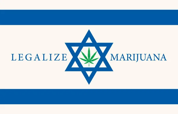 Banner Vorm Van Israëlische Vlag Met Een Hennepblad Het Concept — Stockvector