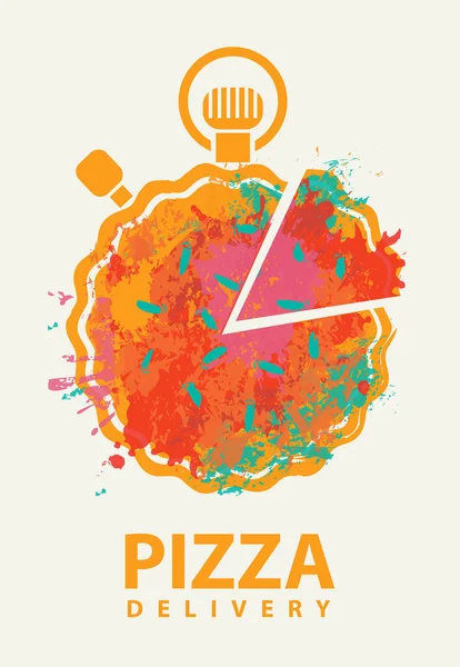 Pizza Delivery Banner Vector Decorative Illustration Stopwatch Abstract Image Pizza — Stock Vector