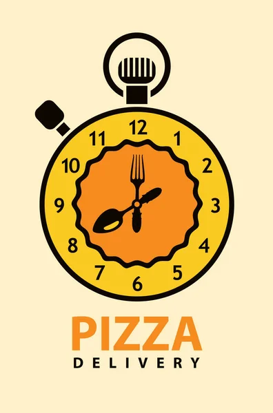 Креативний Банер Піцерії Тему Доставки Піци Векторна Ілюстрація Секундоміра Вигляді — стоковий вектор