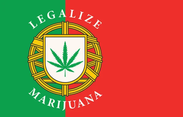 Banner Formájában Portugál Zászló Egy Kenderlevél Marihuána Kannabisz Legalizálása Portugáliában — Stock Vector