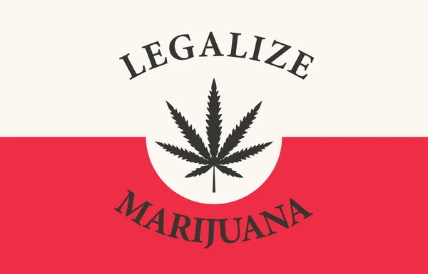 Banner Podobě Polské Vlajky Konopným Listem Koncept Legalizace Marihuany Konopí — Stockový vektor