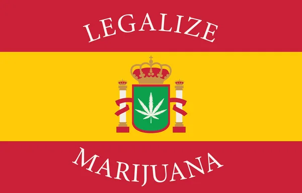 Banner Formájában Spanyol Zászló Egy Kenderlevél Marihuána Legalizálása Legalizálni Kannabiszt — Stock Vector