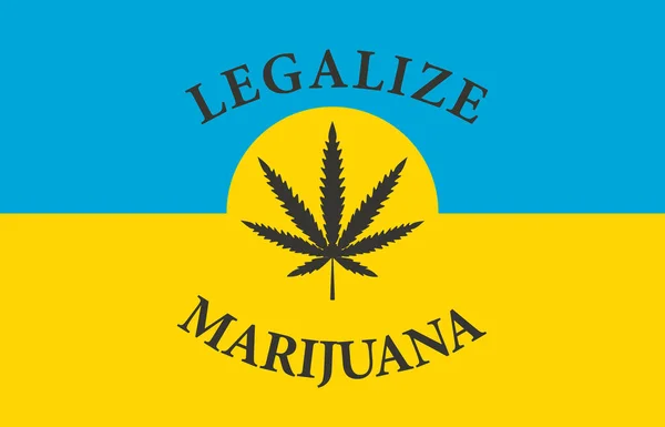 Banner Formájában Ukrán Zászló Egy Kenderlevél Marihuána Kannabisz Legalizálása Ukrajnában — Stock Vector