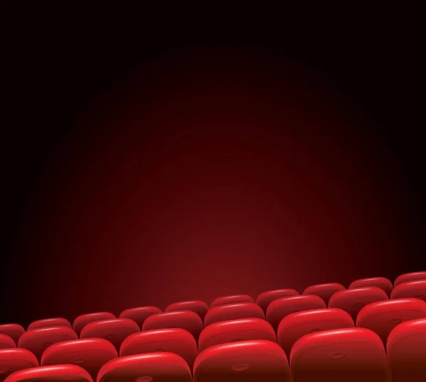 Empty Cinema Hall Red Seats Dark Background Movie Theater Auditorium — Stock Vector