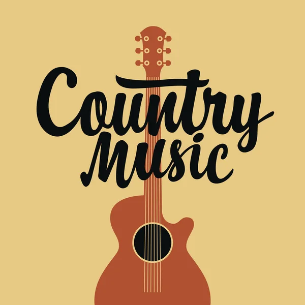 Cartaz Para Festival Música Country Com Inscrição Uma Guitarra Elétrica — Vetor de Stock
