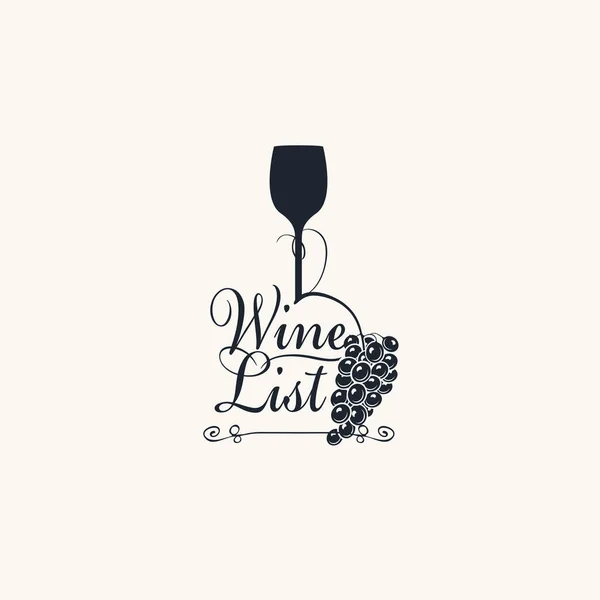 Wine List Restaurant Cafe Concise Vector Illustration Calligraphic Inscription Wine — Stock Vector