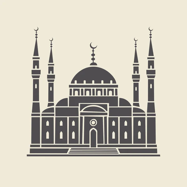 Icon Stencil Stylized Islamic Mosque Decorative Vector Illustration Facade Traditional — Stock Vector