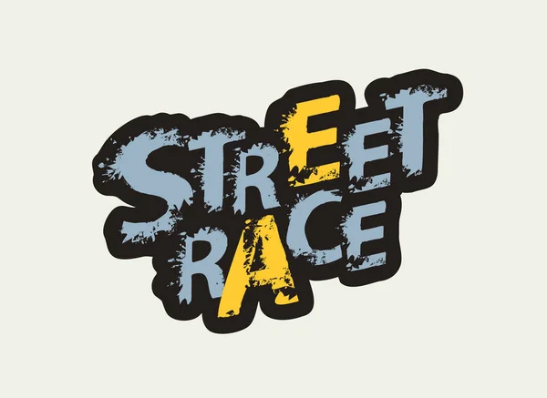 Straat Race Belettering Met Grunge Stijl Letters Geïsoleerd Lichte Achtergrond — Stockvector