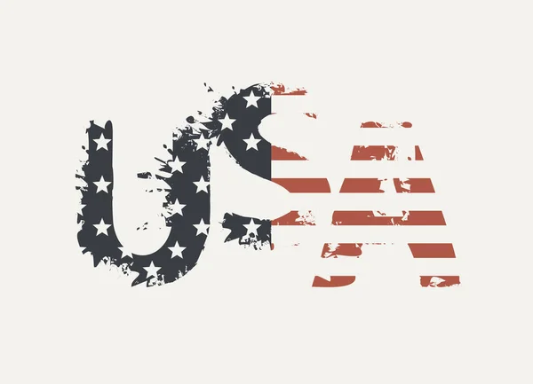 Usa Letters Colors American Flag Grunge Style Light Background Vector — Stock Vector