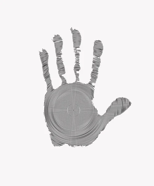 Отпечаток Человеческой Руки Концентрическим Рисунком Кругов Сканирование Ладони Пальцев Светлом — стоковый вектор