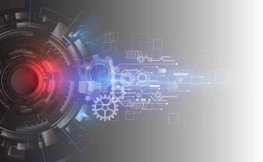 Gri tekerlek geometrik teknolojik altyapı dişli şeklinde. Vektör soyut grafik tasarım