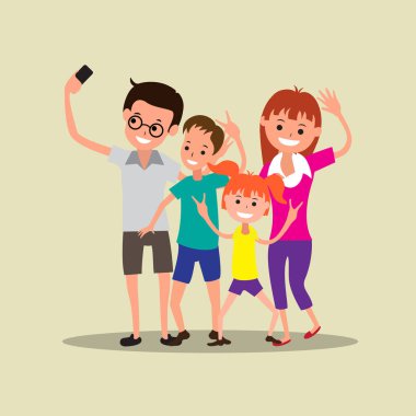 Mutlu aile yapma Selfie vektör çizim