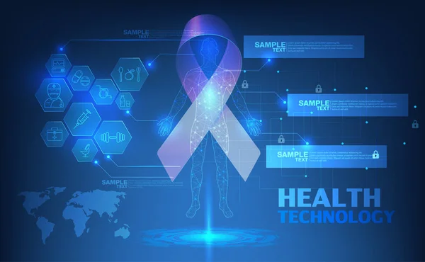 Resumo Cuidados Saúde Tecnológicos Câncer Mama Outubro Mês Conscientização Campanha — Vetor de Stock