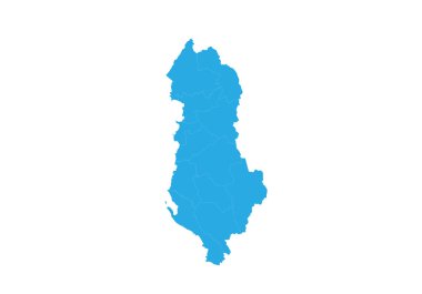 Arnavutluk Haritası. Yüksek detaylı vektör harita - Arnavutluk.
