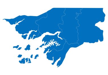 Gine Bissau haritası. Yüksek detaylı vektör harita - Gine Bissau.