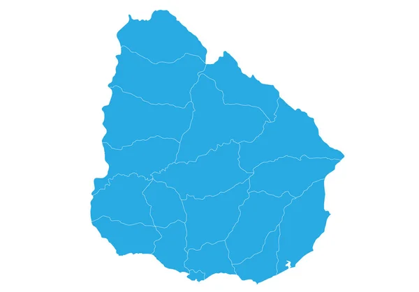 Karta Över Uruguay Hög Detaljerad Vektor Karta Uruguay — Stock vektor