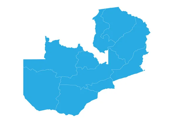 ザンビアの地図 高詳細なベクトル地図 ザンビア — ストックベクタ
