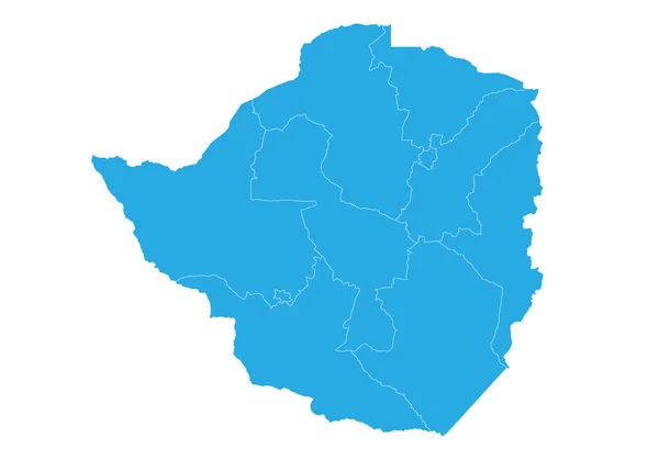 Karta Över Zimbabwe Hög Detaljerad Vektor Karta Zimbabwe — Stock vektor