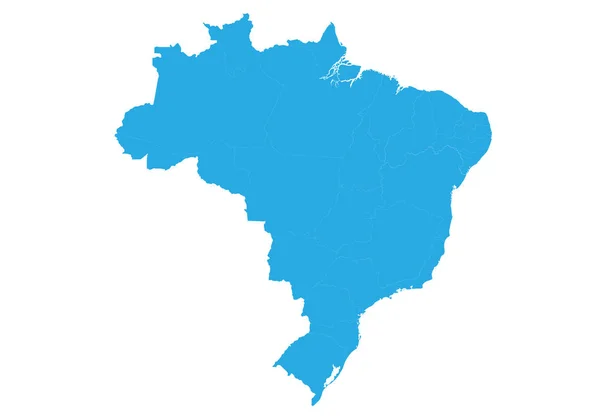 Kaart Van Brazilië Hoog Gedetailleerde Vector Kaart Brazilië — Stockvector