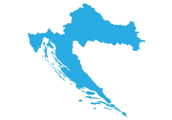 Mappa Della Croazia Alta Mappa Vettoriale Dettagliata Croazia — Vettoriale Stock