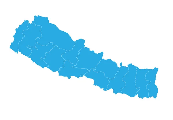 Mapa Nepálu Vysoce Detailní Vektorová Mapa Nepál — Stockový vektor