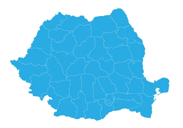 Χάρτη Της Ρουμανίας Χάρτης Υψηλής Λεπτομερείς Διάνυσμα Ρουμανία — Διανυσματικό Αρχείο