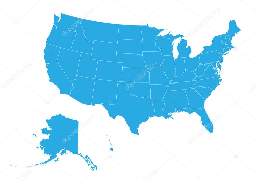 Map of United state of America. High detailed vector map - United state of America.