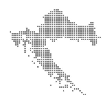 Hırvatistan haritası piksel. Vektör noktalı beyaz arka plan üzerinde izole Hırvatistan haritası. Soyut bilgisayar grafik Hırvatistan harita. vektör çizim.