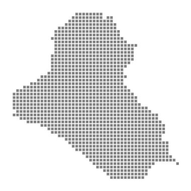 Piksel Irak Haritası. Vektör noktalı beyaz arka plan üzerinde izole Irak Haritası. Soyut bilgisayar grafik Irak Haritası. vektör çizim.