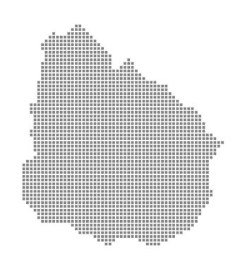 Piksel Uruguay Haritası. Vektör noktalı beyaz arka plan üzerinde izole Uruguay Haritası. Soyut bilgisayar grafik Uruguay Haritası. vektör çizim.