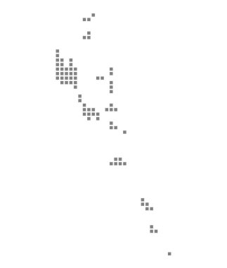 Piksel Vanuatu Haritası. Vektör noktalı beyaz arka plan üzerinde izole Vanuatu Haritası. Soyut bilgisayar grafik Vanuatu Haritası. vektör çizim.